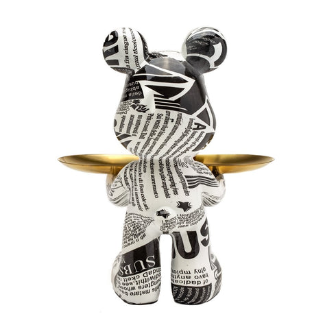 8" Black And White Resin Statue