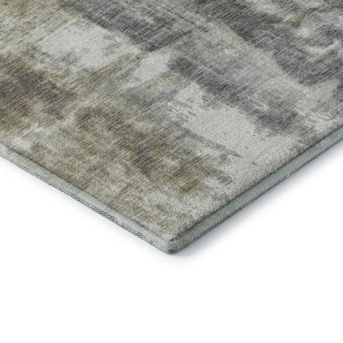 5' X 8' Beige Gray And Ivory Abstract Washable Area Rug With UV Protection