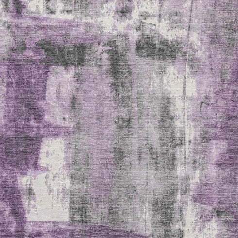 8' X 10' Purple Charcoal And Ivory Abstract Washable Area Rug With UV Protection