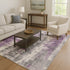 8' X 10' Purple Charcoal And Ivory Abstract Washable Area Rug With UV Protection