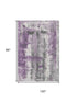 8' X 10' Purple Charcoal And Ivory Abstract Washable Area Rug With UV Protection