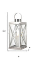 Set of Three Clear And Silver Glass And Stainless Steel Tabletop Lantern Candle Holders