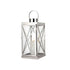 Set of Three Clear And Silver Glass And Stainless Steel Tabletop Lantern Candle Holders