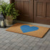 24" X 48" Brown And Blue Heart Outdoor Coir Door Mat