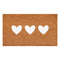 12" X 24" Brown And White Three Hearts Outdoor Coir Door Mat