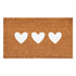 12" X 24" Brown And White Three Hearts Outdoor Coir Door Mat