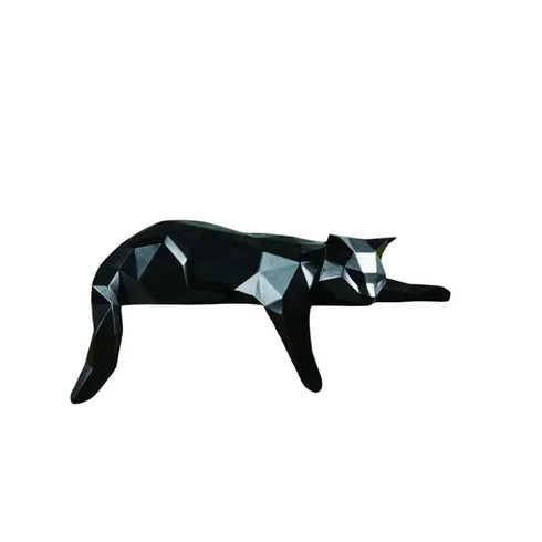 6" Black Resin Cat Hand Painted Figurine