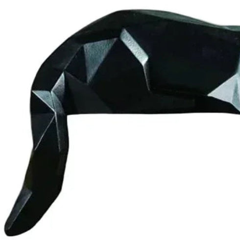 6" Black Resin Cat Hand Painted Figurine