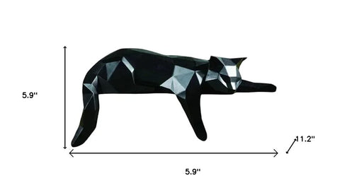 6" Black Resin Cat Hand Painted Figurine