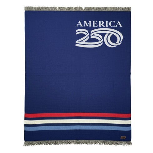 54" X 74" Red White And Blue Wool Acrylic Blend Throw Blanket
