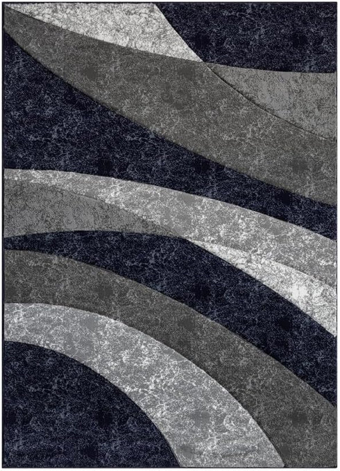Modern Abstract Wave 3D Carved Stitched Area Rug
