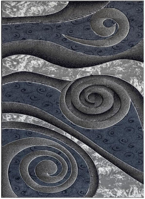 3D Spiral Swirls Modern Area Rug- Multicolor