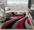Black and Grey with Red or Yellow Abstract 3D Area Rug