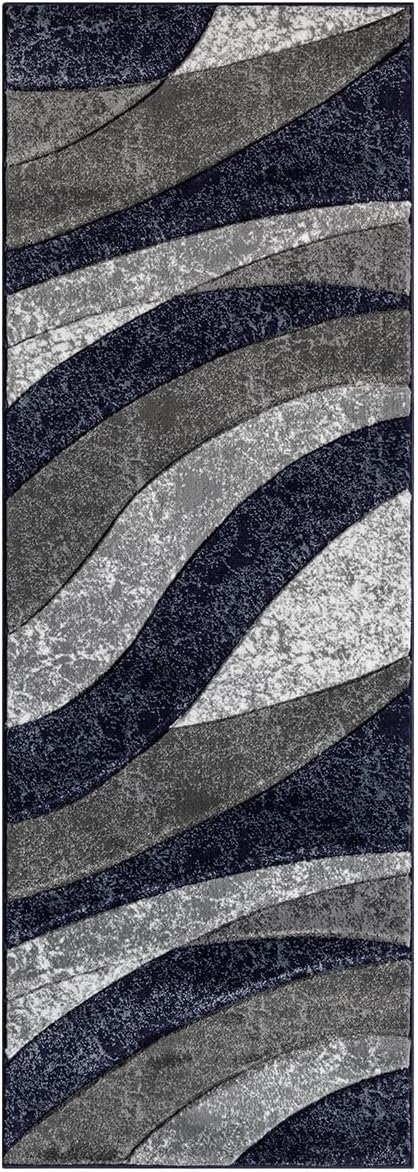 Modern Abstract Wave 3D Carved Stitched Area Rug