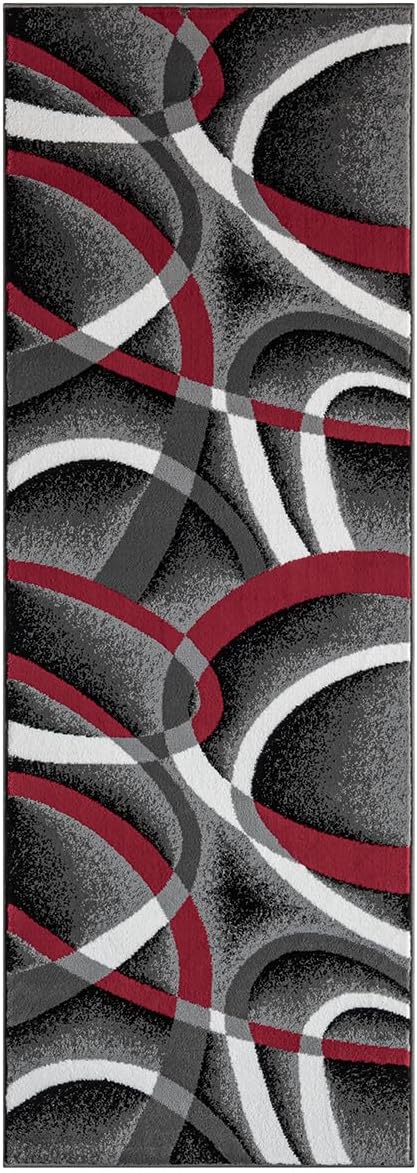 Grey, Black, White Modern Abstract Area Rug