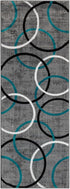 Grey Black and White Multicolor Circles Modern Area Rug
