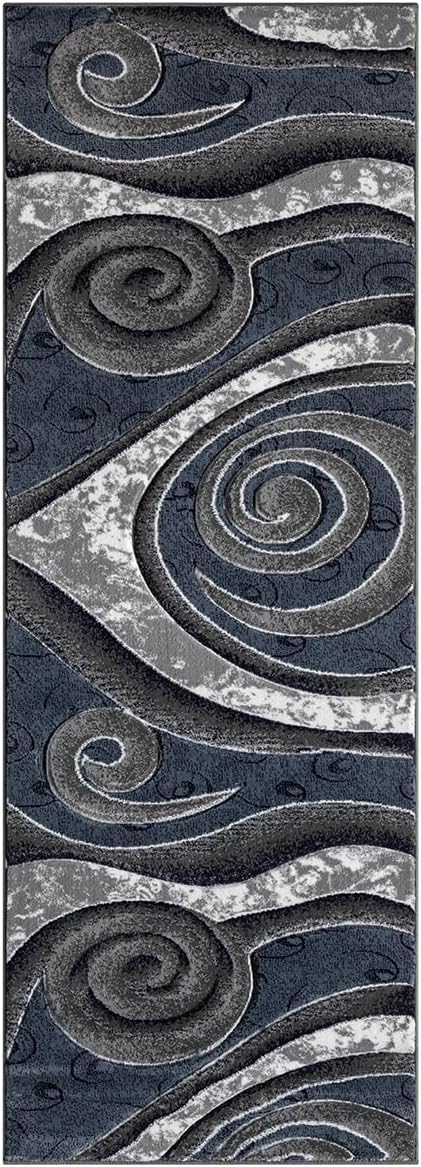 3D Spiral Swirls Modern Area Rug- Multicolor