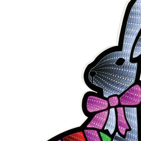 24" White Pink Green And Red Plastic Rabbit Tabletop Sculpture with LED