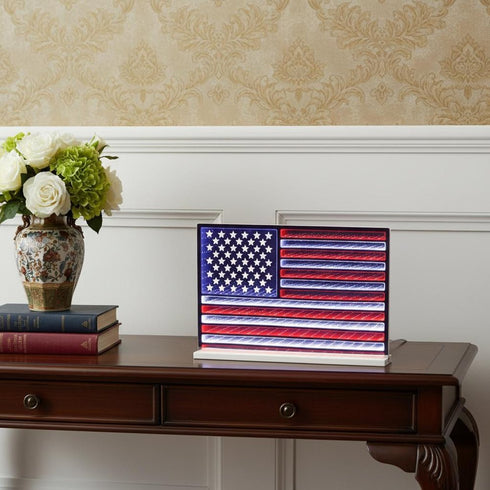 2" Red White And Blue Plastic Tabletop Sculpture with LED
