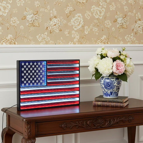 2" Red White And Blue Plastic Tabletop Sculpture with LED