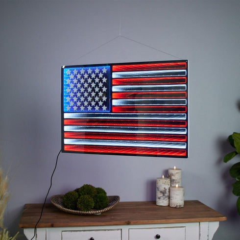 2" Red White And Blue Plastic Tabletop Sculpture with LED