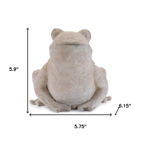 6" Beige Resin Frog Statue