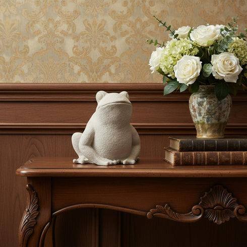 6" Beige Resin Frog Statue