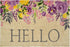 30" X 48" Brown Gray And Purple Floral Hello Outdoor Coir Door Mat