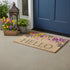 30" X 48" Brown Gray And Purple Floral Hello Outdoor Coir Door Mat