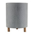 Set of Three Blue White And Gray Wood And Metal 58 Ounce Geometric Round Pot Planters