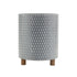 Set of Three Blue White And Gray Wood And Metal 58 Ounce Geometric Round Pot Planters