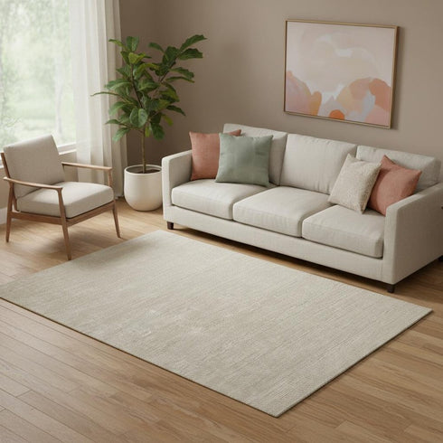 9' X 12' White Hand Woven Area Rug