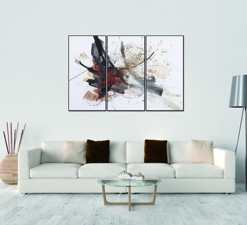 Set Of Three Freya Black Framed Minimalistic Wall Art