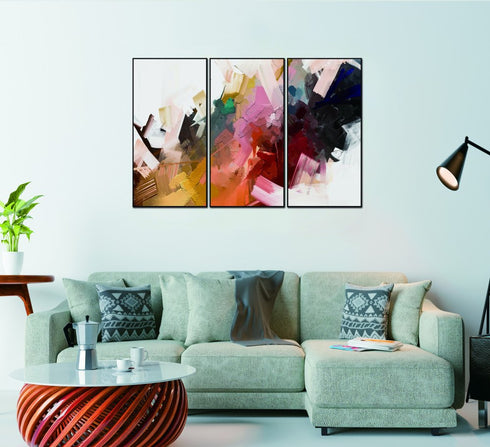Set Of Three Luz Black Framed Wall Art