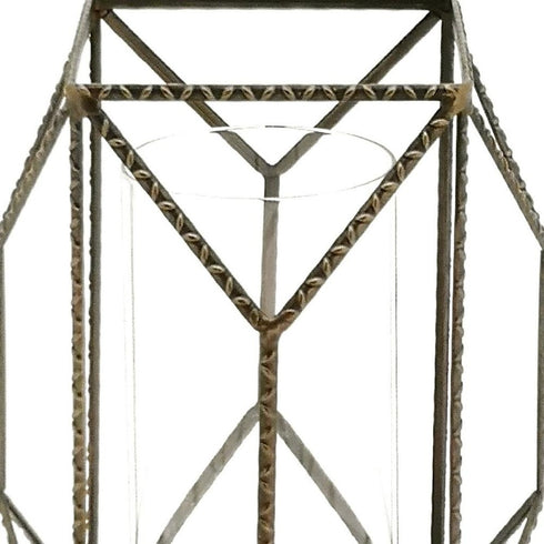 10" Gold Ornate Iron Tabletop Hurricane Candle Holder