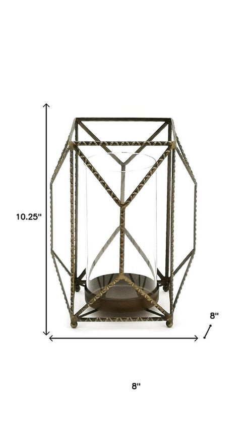10" Gold Ornate Iron Tabletop Hurricane Candle Holder