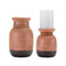 Set of Two Black Abstract Ceramic Tabletop Pillar Candle Holders