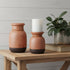 Set of Two Black Abstract Ceramic Tabletop Pillar Candle Holders