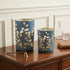 Set of Two Green Distressed Abstract Glass Tabletop Hurricane Candle Holders