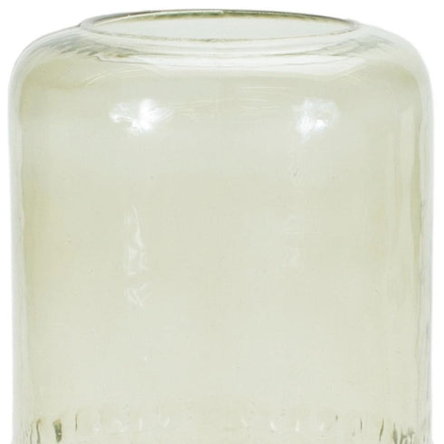 10" Green Distressed Abstract Glass Tabletop Pillar Candle Holder