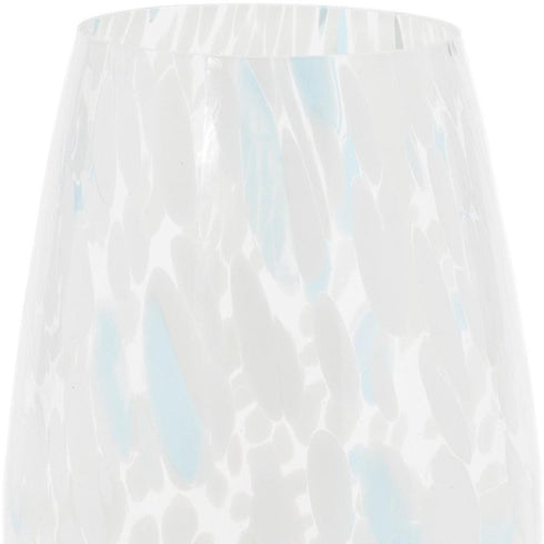 Set of Four Blue Distressed Abstract Glass Tabletop Pillar Candle Holders