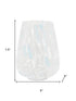 Set of Four Blue Distressed Abstract Glass Tabletop Pillar Candle Holders