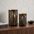 Set of Two Black Abstract Iron Tabletop Hurricane Candle Holders