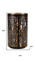 Set of Two Black Abstract Iron Tabletop Hurricane Candle Holders