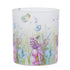 Set of Six Green White Green And Purple Floral Glass Tabletop Votive Candle Holders