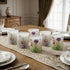 Set of Six Green White Green And Purple Floral Glass Tabletop Votive Candle Holders