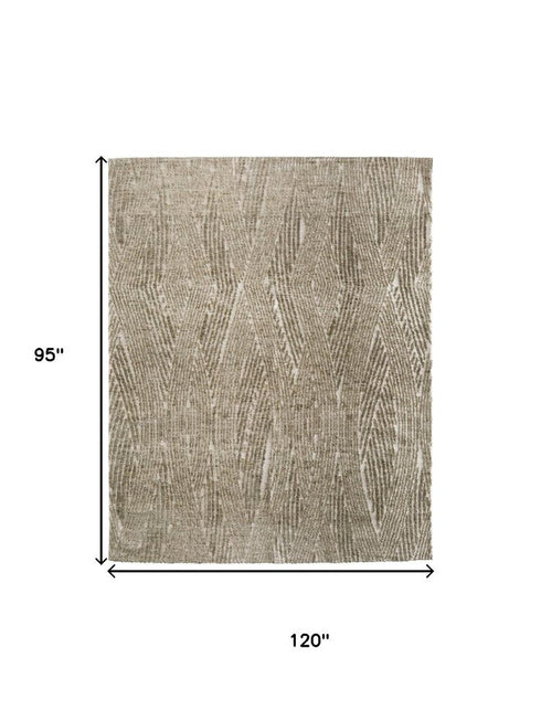 8' X 10' Green And Tan Abstract Area Rug