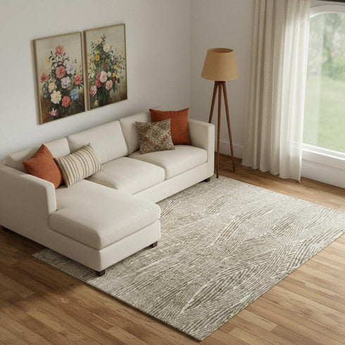 8' X 10' Green And Tan Abstract Area Rug