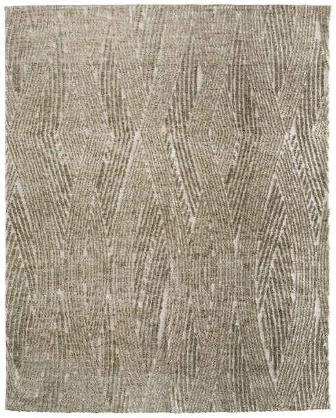 8' X 10' Green And Tan Abstract Area Rug