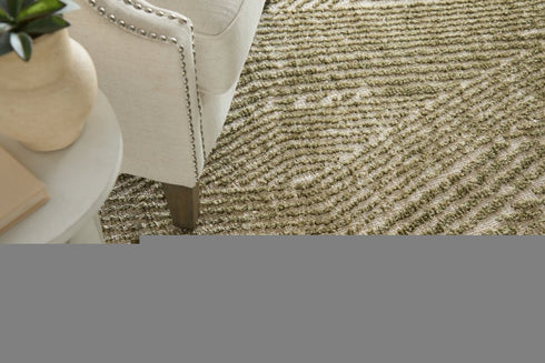 8' X 10' Green And Tan Abstract Area Rug